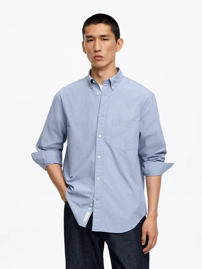 [M26-309] 아르켓 릴랙스드 체크 셔츠 - 블루